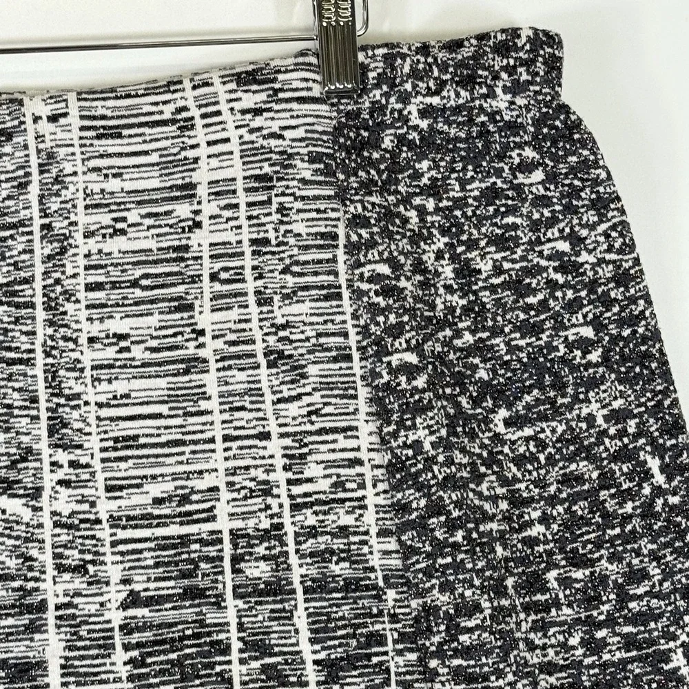 Nic + Zoe Mini Skirt Womens XL Black Cream Metallic Abstract Knit‎ Artsy Stretch